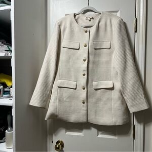 Marled Cream Tweed Style Jacket, sz XL